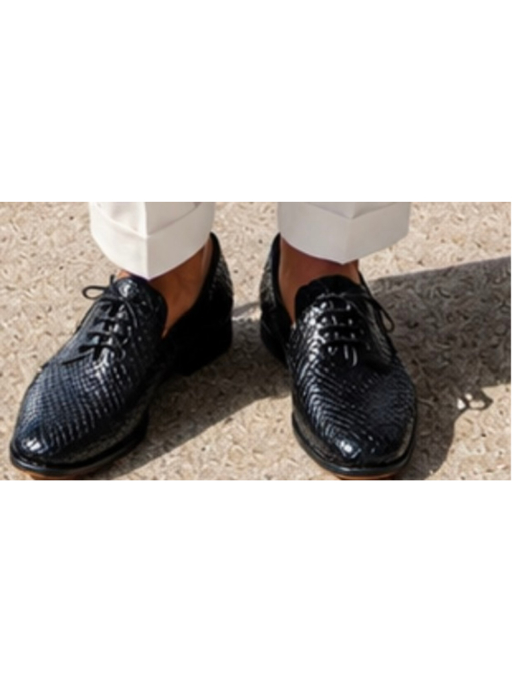 Men's Paul Malone Palm Beach Black Woven Leather Oxfords Size 12